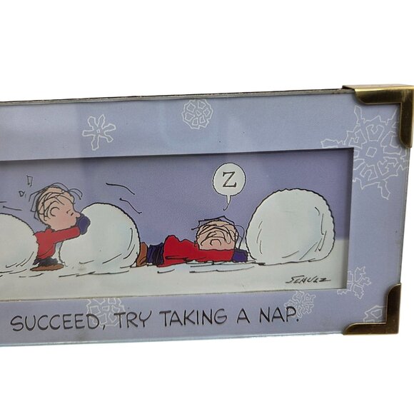 Vintage Peanuts Linus "Dont Give Up" Framed Art By Hallmark 2000 In Box READ - Picture 3 of 14
